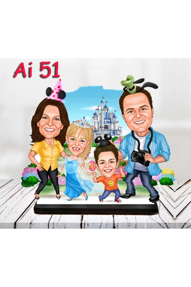 Kişiye Özel Ahşap Biblo - Aile Karikatür Biblo - 4 Kişilik Aile Biblo 21 ürün görseli 1