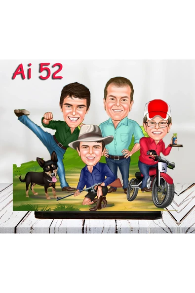 Kişiye Özel Ahşap Biblo - Aile Karikatür Biblo - 4 Kişilik Aile Biblo 22 ürün görseli 1