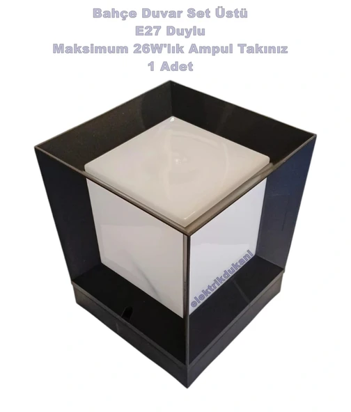MUTLUSAN ALİZE Küp Armatür Set Üstü SİYAH E-27 27cm - IP54 ürün görseli 1