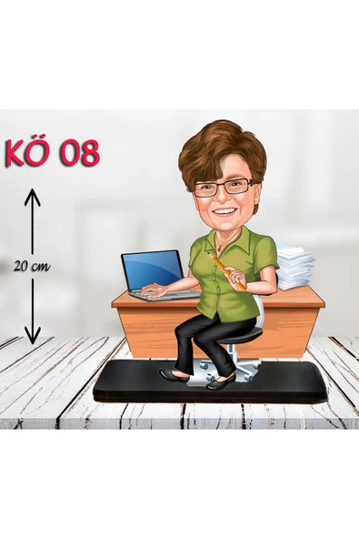 Kişiye Özel Ahşap Biblo - Kadın Öğretmen Karikatür Biblo - Öğretmen Biblo 8 ürün görseli 1