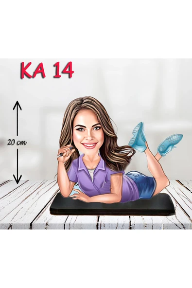 Kişiye Özel Ahşap Biblo - Kadın Karikatür Biblo - Kadın Biblo 3 ürün görseli 1