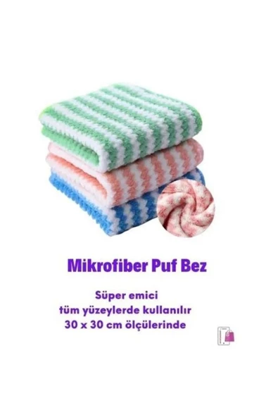Mikrofiber Puf Bez - Süper Emici Bez - Mikrofiber Bez ( 3 Adet ) ürün görseli 1
