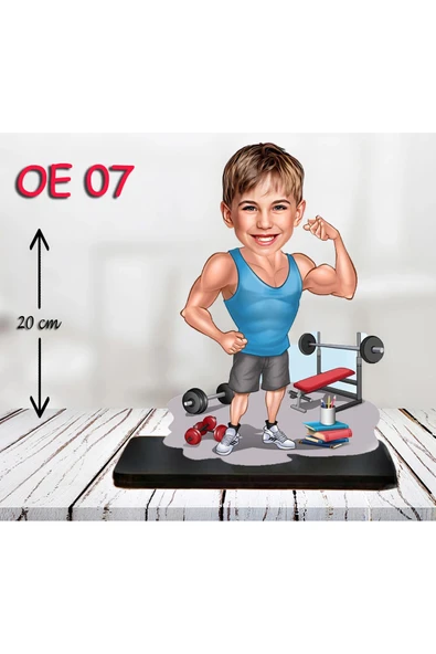 Kişiye Özel Ahşap Biblo - Erkek Çocuk Karikatür Biblo - Sporcu Biblo ürün görseli 1