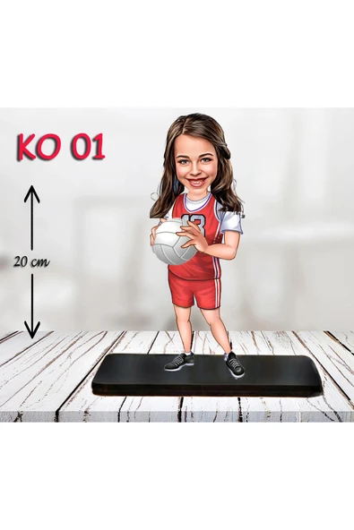 Kişiye Özel Ahşap Biblo - Kız Çocuk Karikatür Biblo - Voleybolcu Biblo ürün görseli 1