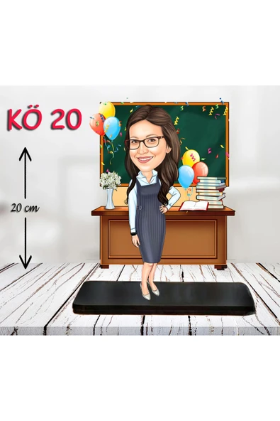 Kişiye Özel Ahşap Biblo - Kadın Öğretmen Karikatür Biblo - Öğretmen Biblo 20 ürün görseli 1