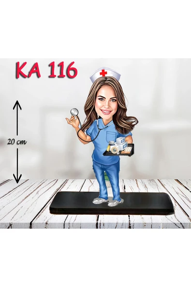 Kişiye Özel Ahşap Biblo - Sağlıkçı Kadın Karikatür Biblo - Doktor Biblo 8 ürün görseli 1