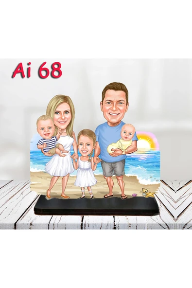 Kişiye Özel Ahşap Biblo - Aile Karikatür Biblo - 4 Kişilik Aile Biblo 28 ürün görseli 1