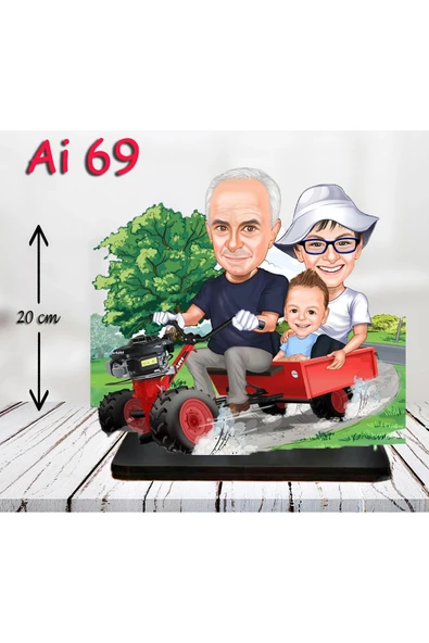 Kişiye Özel Ahşap Biblo - Aile Karikatür Biblo - 3 Kişilik Aile Biblo 20 ürün görseli 1