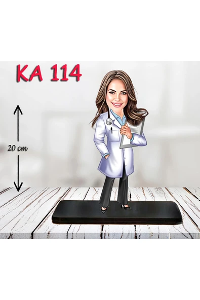 Kişiye Özel Ahşap Biblo - Sağlıkçı Kadın Karikatür Biblo - Doktor Biblo 6 ürün görseli 1