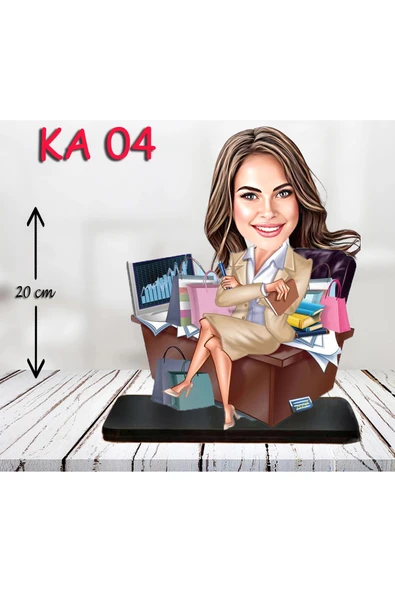 Kişiye Özel Ahşap Biblo - Masa Başı Karikatür Biblo - Kadın Biblo 2 ürün görseli 1