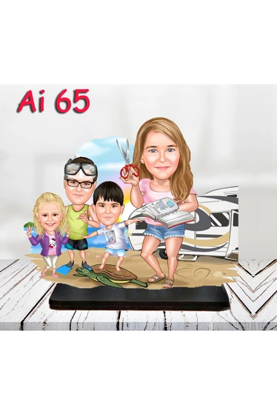 Kişiye Özel Ahşap Biblo - Aile Karikatür Biblo - 4 Kişilik Aile Biblo 26 ürün görseli 1