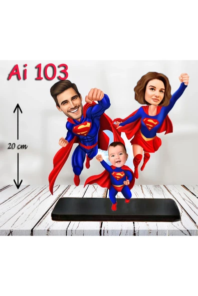 Kişiye Özel Ahşap Biblo - Aile Karikatür Biblo - 3 Kişilik Aile Biblo 29 ürün görseli 1
