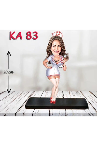 Kişiye Özel Ahşap Biblo - Sağlıkçı Kadın Karikatür Biblo - Doktor Biblo 2 ürün görseli 1