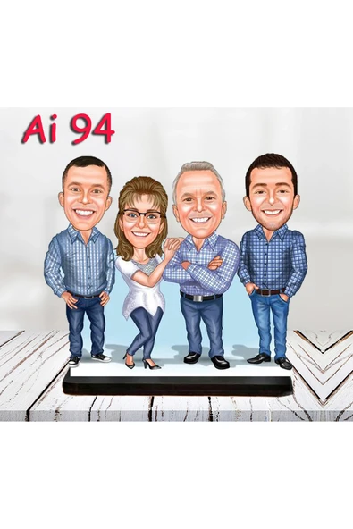 Kişiye Özel Ahşap Biblo - Aile Karikatür Biblo - 4 Kişilik Aile Biblo 41 ürün görseli 1