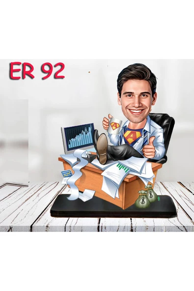 Kişiye Özel Ahşap Biblo - Masa Başı Karikatür Biblo - Erkek Biblo 2 ürün görseli 1