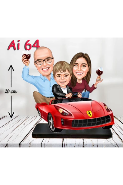 Kişiye Özel Ahşap Biblo - Aile Karikatür Biblo - 3 Kişilik Aile Biblo 19 ürün görseli 1
