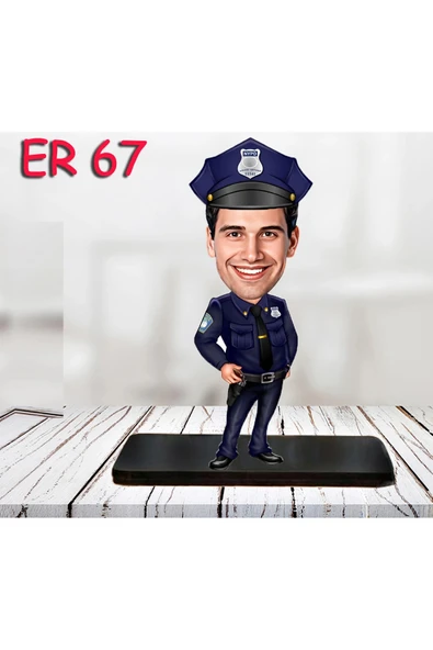 Kişiye Özel Ahşap Biblo - Erkek Polis Karikatür Biblo 5 ürün görseli 1
