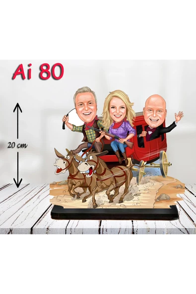Kişiye Özel Ahşap Biblo - Aile Karikatür Biblo - 3 Kişilik Aile Biblo 22 ürün görseli 1