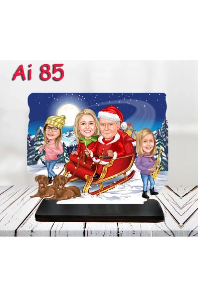 Kişiye Özel Ahşap Biblo - Aile Karikatür Biblo - 4 Kişilik Aile Biblo 38 ürün görseli 1