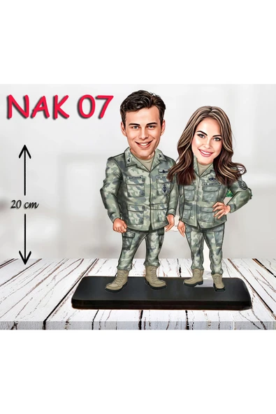Kişiye Özel Ahşap Biblo - Kadın Asker Karikatür Biblo 7 ürün görseli 1