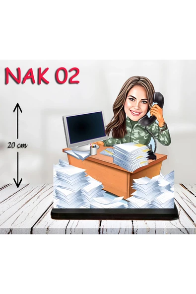 Kişiye Özel Ahşap Biblo - Kadın Asker Karikatür Biblo 2 ürün görseli 1