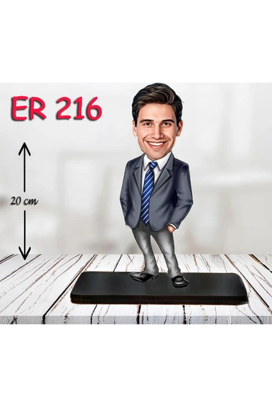 Kişiye Özel Ahşap Biblo - Takım Elbiseli Erkek Karikatür Biblo 6 ürün görseli 1