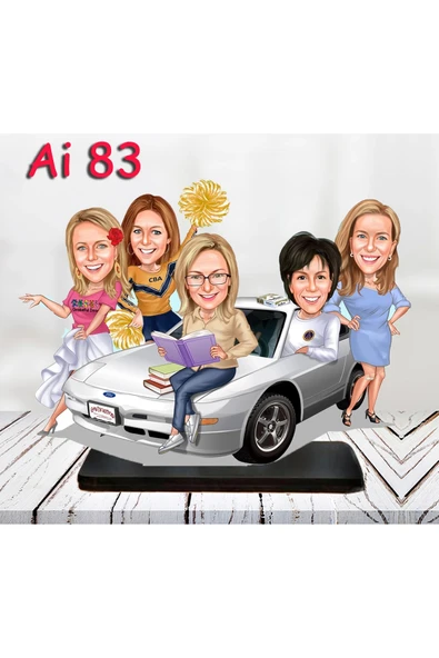 Kişiye Özel Ahşap Biblo - Aile Karikatür Biblo - 5 Kişilik Aile Biblo 11 ürün görseli 1