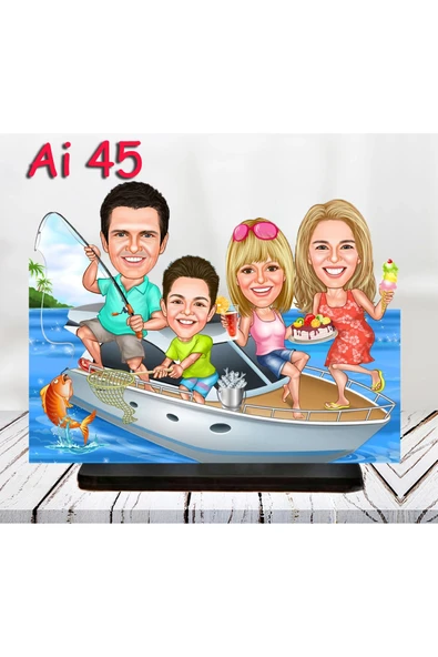 Kişiye Özel Ahşap Biblo - Aile Karikatür Biblo - 4 Kişilik Aile Biblo 16 ürün görseli 1