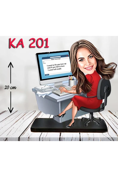 Kişiye Özel Ahşap Biblo - Masa Başı Karikatür Biblo - Kadın Biblo 15 ürün görseli 1