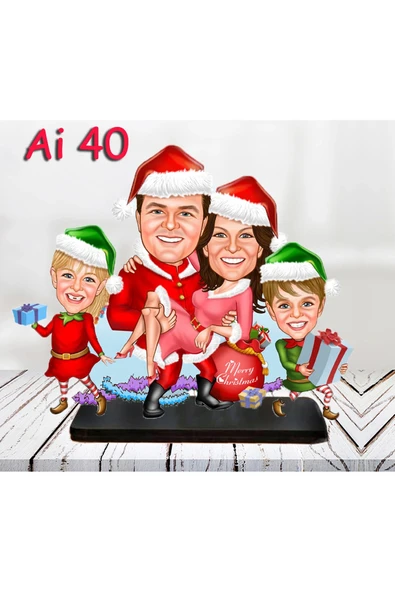 Kişiye Özel Ahşap Biblo - Aile Karikatür Biblo - 4 Kişilik Aile Biblo 13 ürün görseli 1