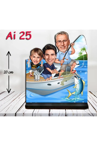Kişiye Özel Ahşap Biblo - Aile Karikatür Biblo - 3 Kişilik Aile Biblo 9 ürün görseli 1