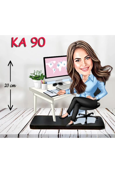 Kişiye Özel Ahşap Biblo - Masa Başı Karikatür Biblo - Kadın Biblo 5 ürün görseli 1