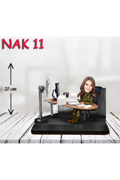 Kişiye Özel Ahşap Biblo - Kadın Asker Karikatür Biblo 11 ürün görseli 1