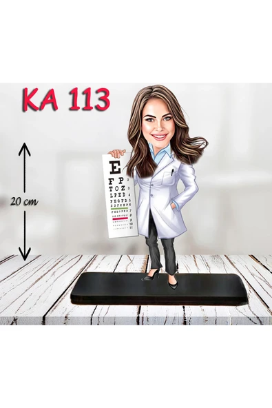 Kişiye Özel Ahşap Biblo - Sağlıkçı Kadın Karikatür Biblo - Doktor Biblo 5 ürün görseli 1