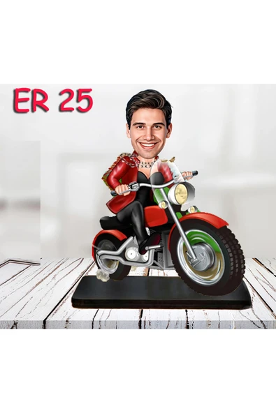 Kişiye Özel Ahşap Biblo - Motor Kullanan Erkek Karikatür Biblo 10 ürün görseli 1