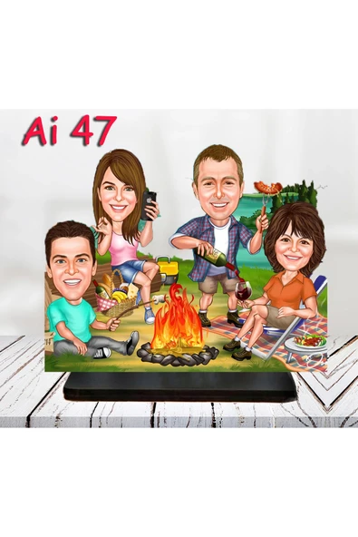 Kişiye Özel Ahşap Biblo - Aile Karikatür Biblo - 4 Kişilik Aile Biblo 18 ürün görseli 1