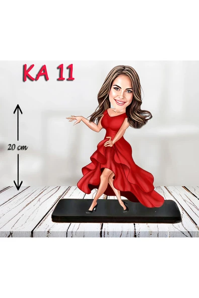Kişiye Özel Ahşap Biblo - Süslü Kadın Karikatür Biblo 3 ürün görseli 1