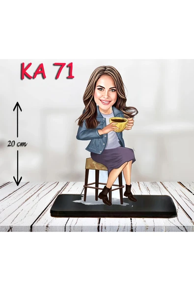 Kişiye Özel Ahşap Biblo - Aşçı Kadın Karikatür Biblo 6 ürün görseli 1