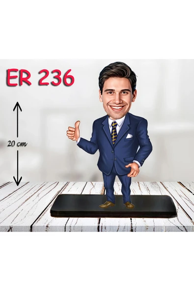 Kişiye Özel Ahşap Biblo - Takım Elbiseli Erkek Karikatür Biblo 26 ürün görseli 1
