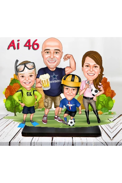 Kişiye Özel Ahşap Biblo - Aile Karikatür Biblo - 4 Kişilik Aile Biblo 17 ürün görseli 1