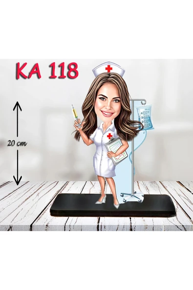 Kişiye Özel Ahşap Biblo - Sağlıkçı Kadın Karikatür Biblo - Doktor Biblo 10 ürün görseli 1