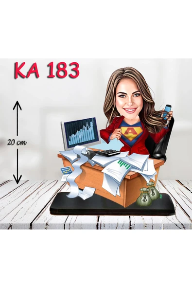 Kişiye Özel Ahşap Biblo - Masa Başı Karikatür Biblo - Kadın Biblo 10 ürün görseli 1