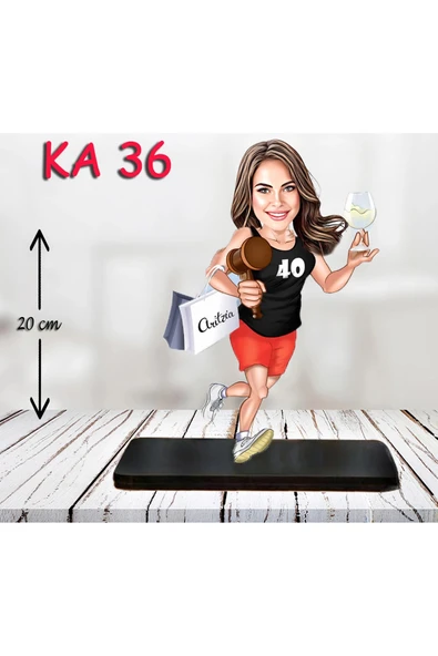 Kişiye Özel Ahşap Biblo - Sporcu Kadın Karikatür Biblo - Sporcu Biblo ürün görseli 1