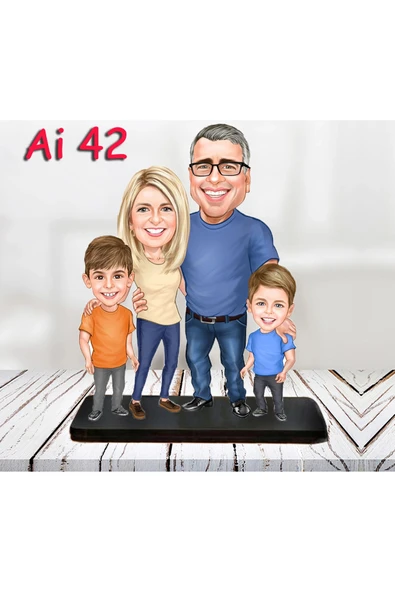 Kişiye Özel Ahşap Biblo - Aile Karikatür Biblo - 4 Kişilik Aile Biblo 14 ürün görseli 1