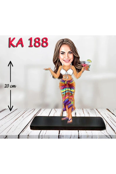 Kişiye Özel Ahşap Biblo - Süslü Kadın Karikatür Biblo 28 ürün görseli 1