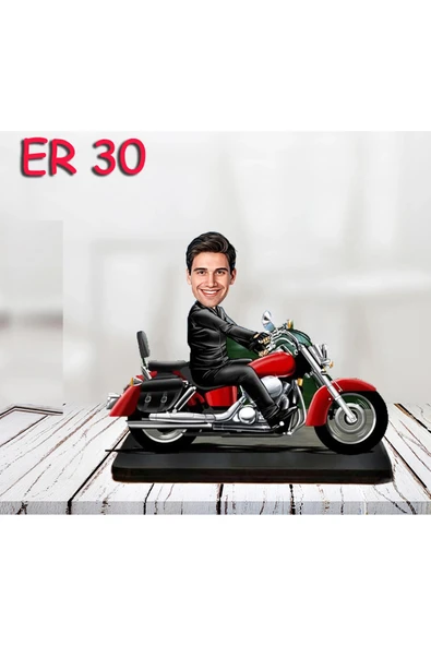 Kişiye Özel Ahşap Biblo - Motor Kullanan Erkek Karikatür Biblo 15 ürün görseli 1