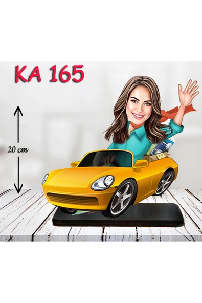 Kişiye Özel Ahşap Biblo - Araba Kullanan Kadın Karikatür Biblo 4 ürün görseli 1