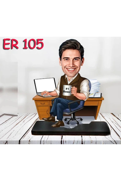 Kişiye Özel Ahşap Biblo - Masa Başı Karikatür Biblo - Erkek Biblo 15 ürün görseli 1
