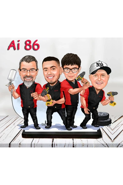 Kişiye Özel Ahşap Biblo - Aile Karikatür Biblo - 4 Kişilik Aile Biblo 39 ürün görseli 1