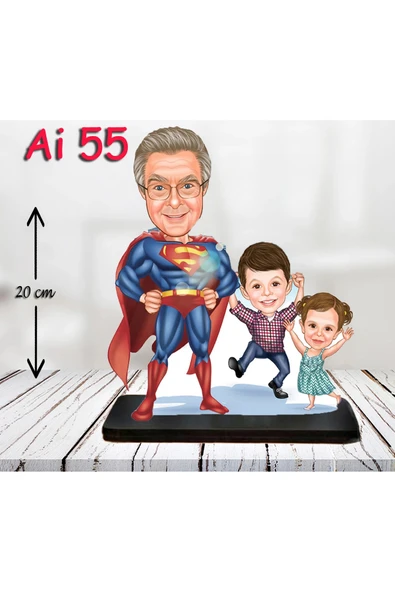 Kişiye Özel Ahşap Biblo - Aile Karikatür Biblo - 3 Kişilik Aile Biblo 15 ürün görseli 1